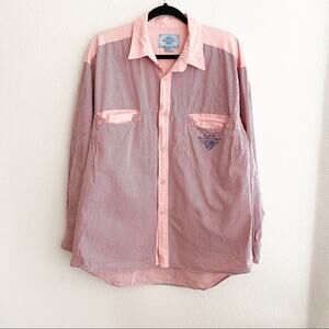 Bugle Boy Vintage Cotton Pink Striped Casual Button Up Shirt